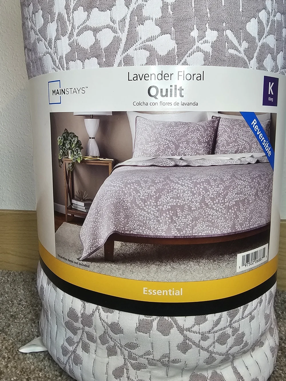 Mainstays Lavender Floral Quilt - Purple and White Botanical Pattern